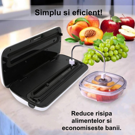 RESIGILAT - Aparat de Vidat Alimente Latkon®, 30 cm Bara de Lipire, Putere 110W, Pungi incluse: 5 Pungi Individuale 20X30 cm, 1 Rola Pungi 20X200 cm, Functie de Sigilare si Vidare Automata, Gri [4]
