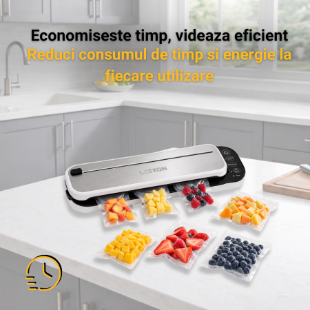 Aparat de vidat alimente VS115Lite Latkon® 115W, vacuum sealer pentru pungi si role, Bara de Lipire 30 cm, Funcții Dry/Moist, cutter integrat, Alb [3]