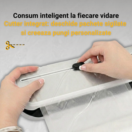 Aparat de vidat alimente VS115Lite Latkon® 115W, vacuum sealer pentru pungi si role, Bara de Lipire 30 cm, Funcții Dry/Moist, cutter integrat, Alb [1]