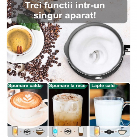 Aparat spumare și încălzire lapte Latkon, 500W, 300ml, 3 moduri, alb [4]