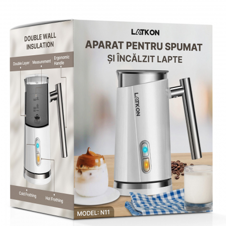 Aparat spumare și încălzire lapte Latkon, 500W, 300ml, 3 moduri, alb [5]