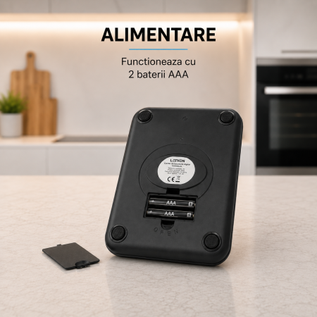 Cantar de Bucatarie Latkon® KS5000Lite, Afisaj Digital, Precizie de Masurare 1g, Capacitate 5 kg, Negru [3]