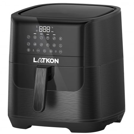 Friteuze - Friteuză cu aer cald Latkon, 7L, 1800W, 12 programe, touchscreen, coș și tavă detașabile