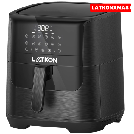 Electrocasnice pentru bucatarie - Friteuză cu aer cald Latkon, 7L, 1800W, 12 programe, touchscreen, coș și tavă detașabile