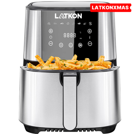 Electrocasnice pentru bucatarie - Friteuză cu aer cald Latkon AF662S, 6L, 1500W, 8 programe, ecran digital, argintiu