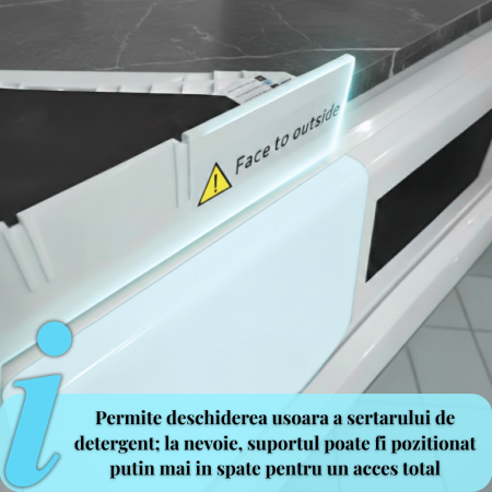 RESIGILAT - Kit Universal Reglabil Latkon pentru Suprapunere Masina de Spalat si Uscator 46–72 cm, Suport Anti-Alunecare cu Centura Siguranta si 8 Pad-uri Anti-Vibratii [4]