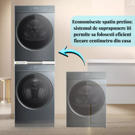 RESIGILAT - Kit Universal Reglabil Latkon pentru Suprapunere Masina de Spalat si Uscator 46–72 cm, Suport Anti-Alunecare cu Centura Siguranta si 8 Pad-uri Anti-Vibratii [1]