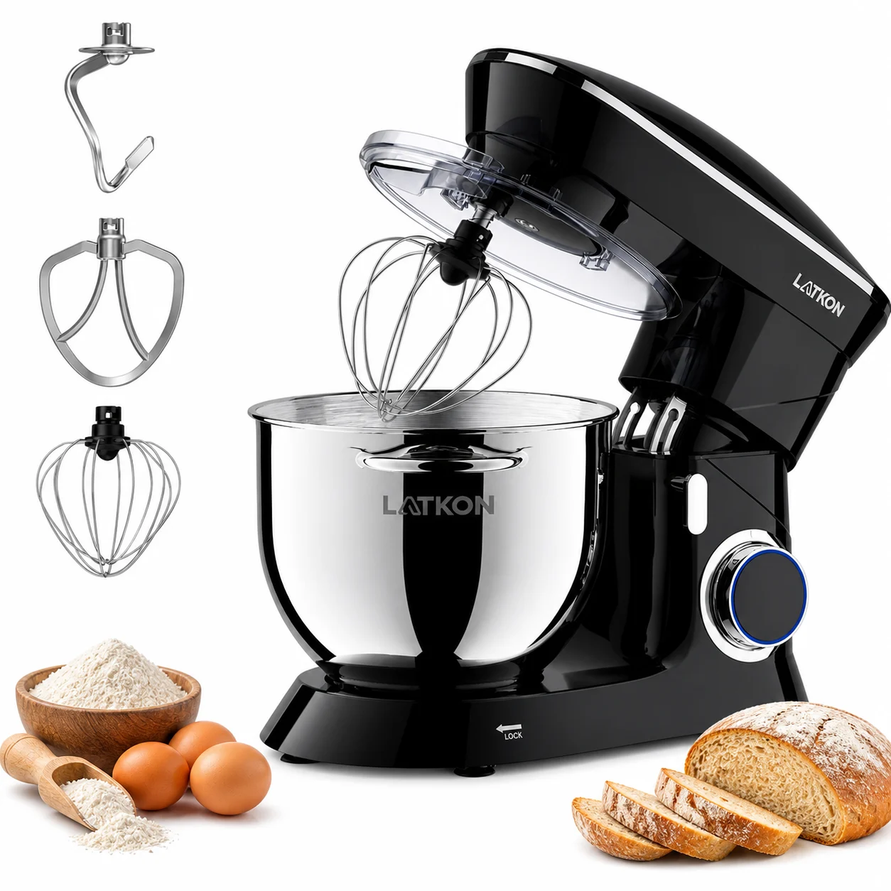 Mixer planetar Latkon LTK-1500 cu bol inox