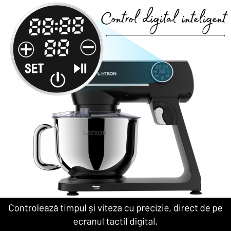 Mixer planetar Latkon LTK-1800 cu bol inox [2]