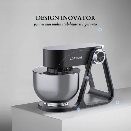 Mixer cu Bol Latkon A5-A 1500W, Bol Inox 5L, Negru [5]