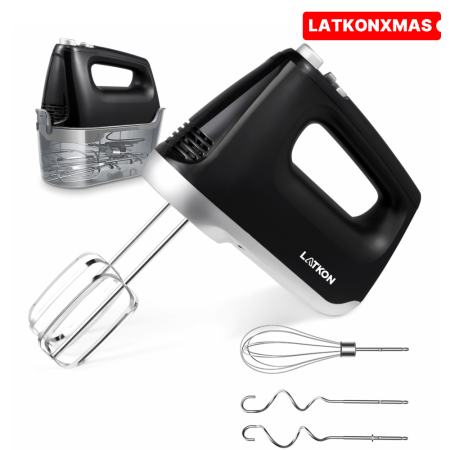 Electrocasnice pentru bucatarie - mixer-de-mana-latkon-hmltk01-negru-cu-accesorii-si-cutie-depozitare