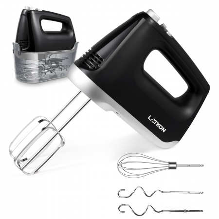 Electrocasnice pentru bucatarie - mixer-de-mana-latkon-hmltk01-negru-cu-accesorii-si-cutie-depozitare