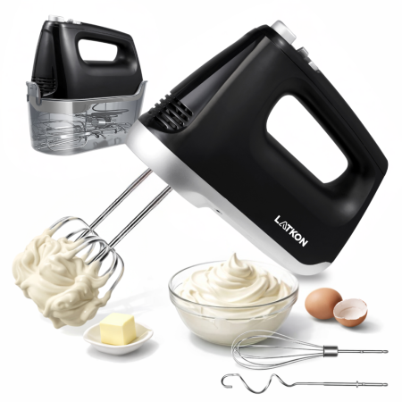 Electrocasnice pentru bucatarie - mixer-de-mana-latkon-hmltk01-negru-cu-accesorii-si-cutie-depozitare