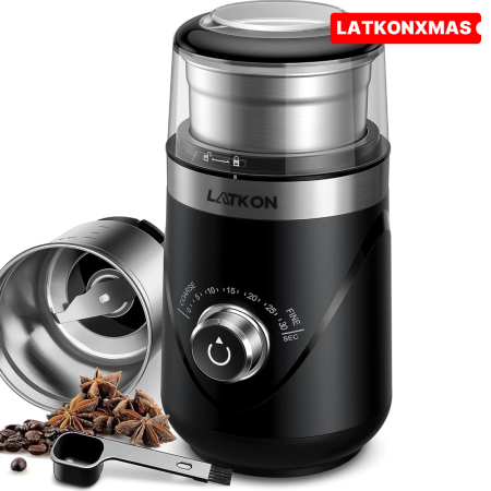 Râșniță de cafea Latkon CG638, 150W, lame inox, bol 70g, silențioasă, 10 trepte de măcinare