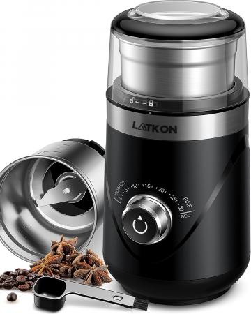 Rasnite - Râșniță de cafea Latkon CG638, 150W, lame inox, bol 70g, silențioasă, 10 trepte de măcinare