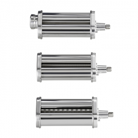 Mixere cu bol - Set 3 accesorii pentru prepararea pastelor fettuccine, spaghetti si lasagna, compatibile cu mixerul Latkon® LTK-1800, Otel Inoxidabil, Argintiu