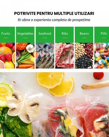 Set 3 role pungi de vidat gofrate Latkon®, 28 x 600 cm, Reutilizabile, Lavabile in Masina de Spalat, Rezistente, Ideale Pentru Depozitare sau Preparare Sous Vide, Fara BPA, Transparent [6]