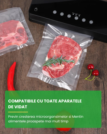 Set 3 role pungi de vidat gofrate Latkon®, 28 x 600 cm, Reutilizabile, Lavabile in Masina de Spalat, Rezistente, Ideale Pentru Depozitare sau Preparare Sous Vide, Fara BPA, Transparent [4]