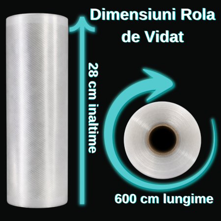 Set 3 role pungi de vidat gofrate Latkon®, 28 x 600 cm, Reutilizabile, Lavabile in Masina de Spalat, Rezistente, Ideale Pentru Depozitare sau Preparare Sous Vide, Fara BPA, Transparent [6]