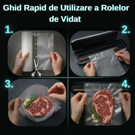 Set 6 role pungi de vidat gofrate Latkon®, 28 x 300 cm, Reutilizabile, Lavabile in Masina de Spalat, Rezistente, Ideale Pentru Depozitare sau Preparare Sous Vide, Fara BPA, Transparent [5]