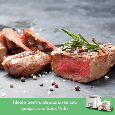 Set de 50 Pungi Vidat Latkon®, 28x40 cm, Reutilizabile, Lavabile in Masina de Spalat, Fara BPA, Rezistente la Intepaturi si Rupere, Ideale Pentru Depozitare sau Preparare Sous Vide, Transparent Mat [4]