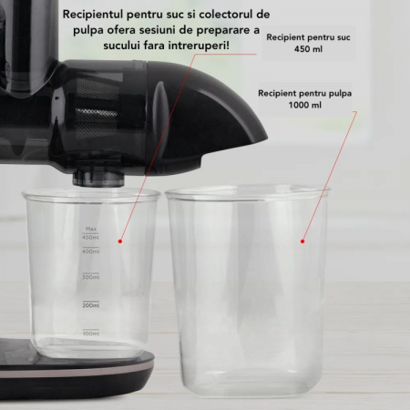 Storcător cu presare la rece Latkon, 150W, 2 viteze, sticlă 0.5L, sită inox, gri [6]