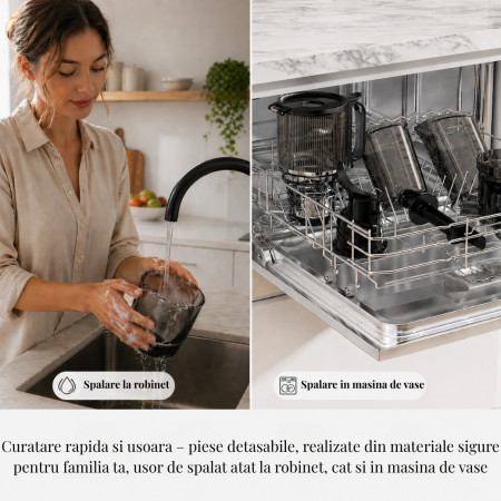 Storcator cu Presare la Rece Latkon®️ SJ250Nova, Putere 250W, Ax cu Melc, Silentios, Antioxidare, Recipient Suc 1.2L, Recipient Pulpa 1.1L, Alb [4]