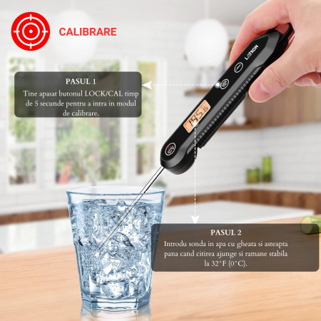 Termometru alimentar digital Latkon LTK-03, pliabil, sonda inox, rezistent la apă [6]