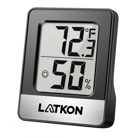 Termometre meteo - Termometru și higrometru digital Latkon LTK49B, negru, cu suport și magnet