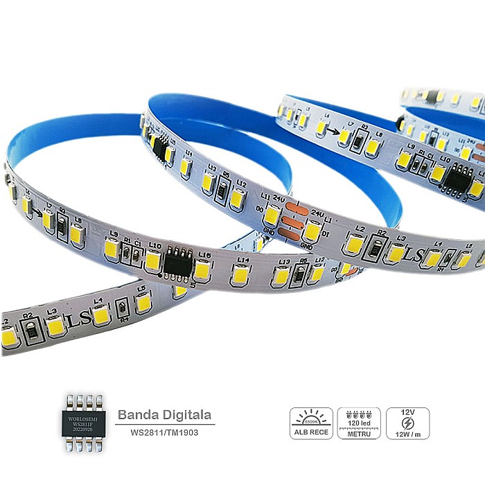 Banda led 24v ws2811 alb rece [2]