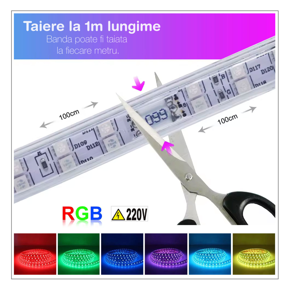 Banda led dubla RGB 220v 96 led metru [1]