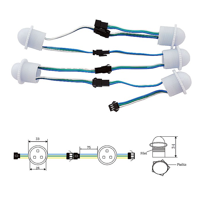 Led pixel 26mm adresabil WS2811 12V [4]