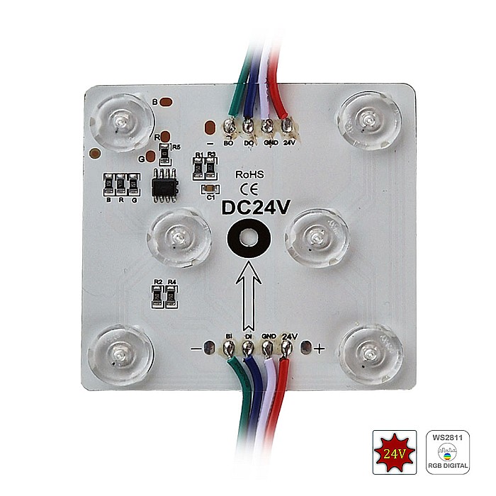 Modul led rgb ws2811 24v 70x70 mm [2]