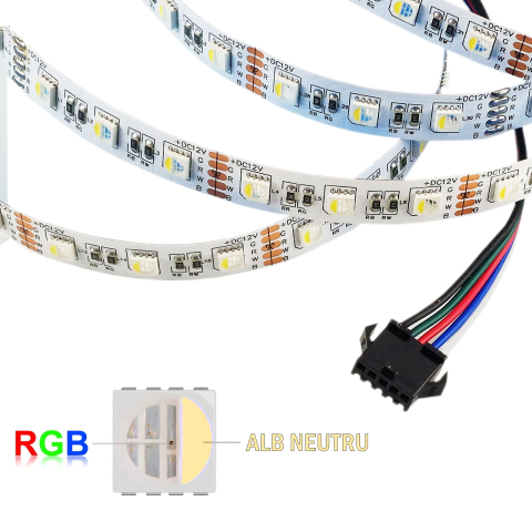 Banda Led SMD - Banda led RGBW 12V RGB Alb Natural Neutru