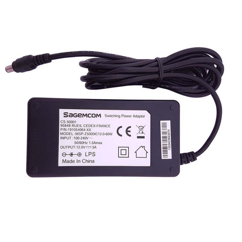 Chargeur Secteur Original SAGEMCOM 12V 5A - Adaptateur D'alimentation, Occasion Fonctionnel
