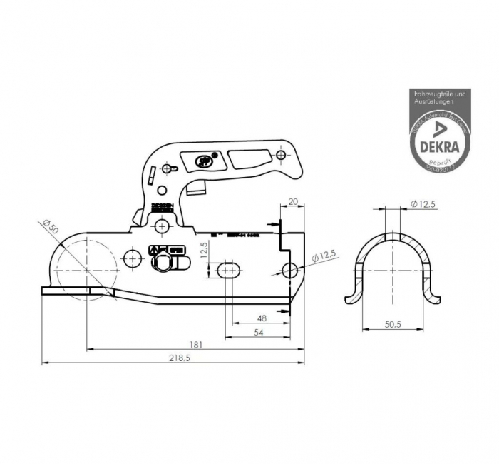 Cupla remorca 3000 kg profil bara rotunda 50,50 mm SPP BC3000-1D [2]