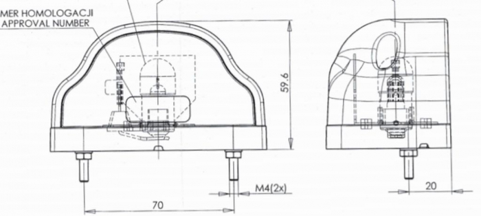Lampa numar circulatie cu bec rosu 12v-24v [6]