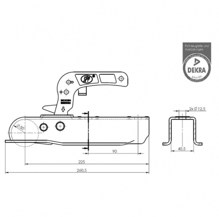 Cupla remorca 1300 kg profil bara patrata 30,50 mm SPP ZSK1300K [1]