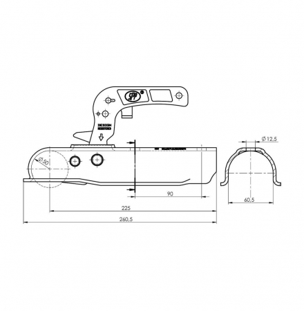 Cupla remorca 1300 kg profil bara rotunda 60,50 mm SPP ZSK1300F [1]