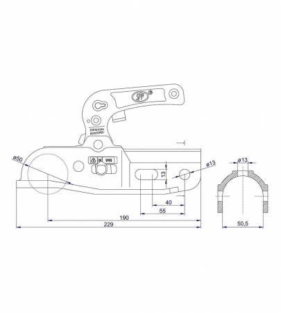 Cupla remorca 3000 kg profil bara rotunda 50,50 mm SPP BC3000-C [1]