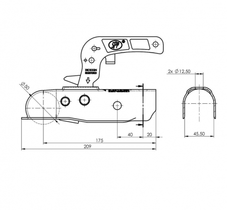 Cupla remorca 750 kg profil bara rotunda 45,50 mm SPP ZSK750B [1]