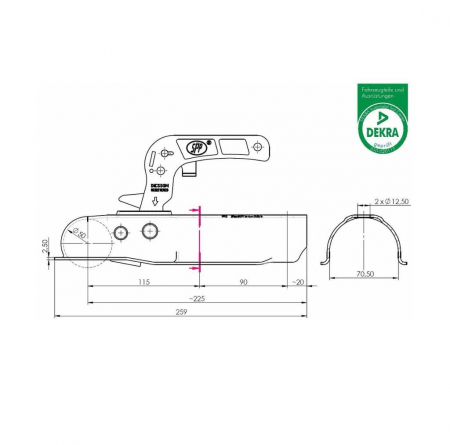 Cupla remorca 750 kg profil bara rotunda 70,50 mmSPP ZSK750E [1]