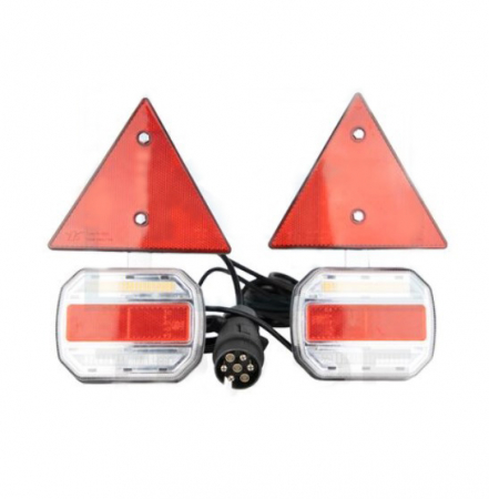 Lampi remorca si auto LED - Lampa spate LED cu magnet cu triunghi cablu mufa 7 pini semnalizare dinamica set
