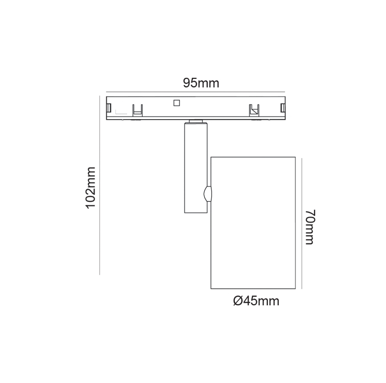 Mini spot magnetic negru 24V DC 9W 4000K 870LM 38° RA90 5 ANI Φ45*70(102)ΜΜ [2]