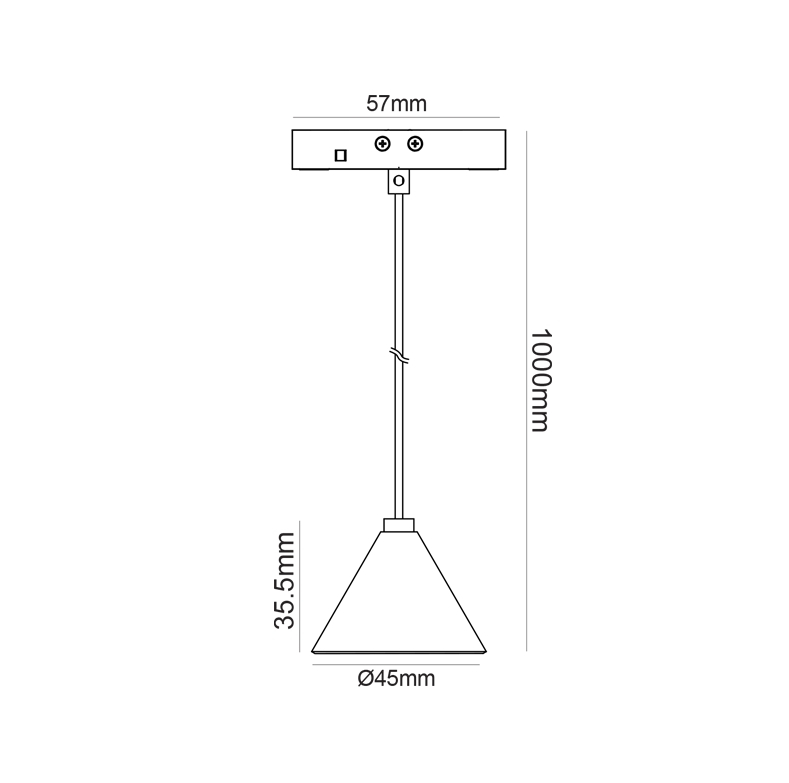 Mini corp de iluminat suspendat magnetic negru 24V DC 2W 4000K 170LM 36° RA90 5 ANI Φ45*35,5(1000)ΜΜ [2]