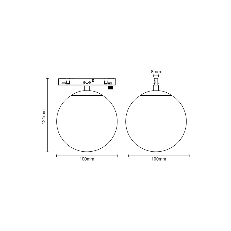 Mini corp de iluminat magnetic negru 24V DC 7W 3000K 650LM 230° RA90 5 ANI Φ100MM STICLĂ OPALĂ [2]
