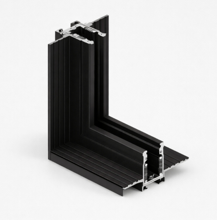 Proiectoare pe sina magnetica SLIM 24V - Conector de colt incastrat negru mat 90° pentru mini sina magnetica incastrata