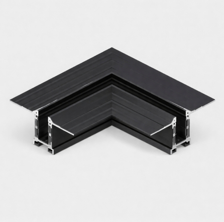 Proiectoare pe sina magnetica SLIM 24V - Conector de colt negru 90° pentru sina magnetica incastrata