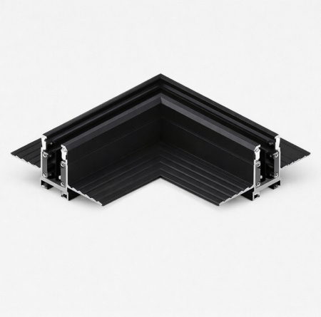 Proiectoare pe sina magnetica SLIM 24V - Conector de colt negru mat 90° pentru mini sina magnetica incastrata