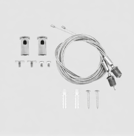 Proiectoare pe sina magnetica SLIM 24V - Kit de montare (set de 2 buc) pentru mini sina magnetica neagra cu sarma de otel 2 M si accesorii de instalare